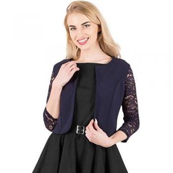 Boléro Ouvert 3/4 Dentelle BlackButterfly (Bleu Nuit, XS)