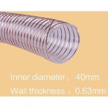 PU Polyurethan Rohr mit Edelstahl Draht, transparenter Industrie Schlauch, 1m, Innendurchmesser 25-50mm