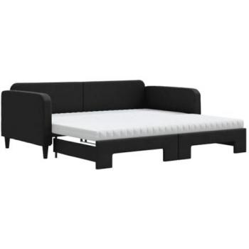 VidaXL Ausziehbares Bettgestell mit Matratze, Schwarz, 100x200 cm