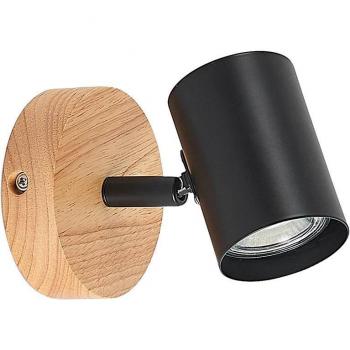 Lindby Xiomara Wooden Wall Spotlight, 1-Bulb, 9 cm High
