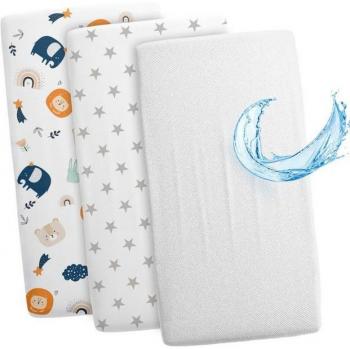 Set de housses et protège-matelas étoiles blanches