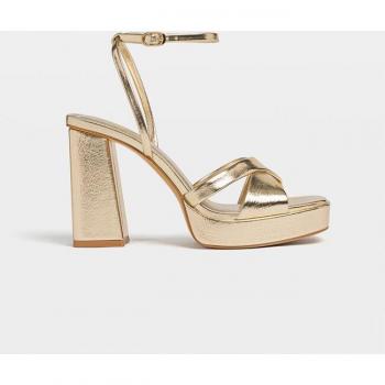 Stradivarius High-heel platform sandals GOLD 5
