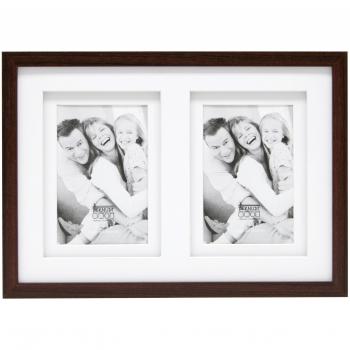 Cornice Marrone per 2 Foto 13x18 cm con Passepartout