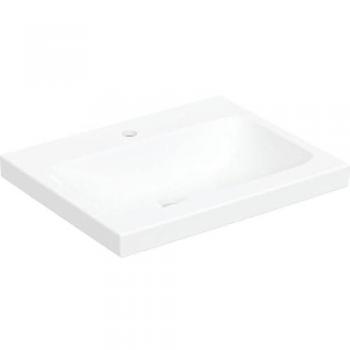 Geberit iCon Aufsatz-Waschtisch 60x48cm, Hahnloch mittig, ohne Überlauf, KeraTect, weiß