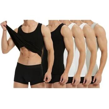 Mens FARCHAT 5-Piece Vest Collection – XL, 100% Cotton, Two Black, Two White, One Gray