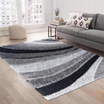 Ivy Bronx Pierrot Grey/Black Shaggy Rug