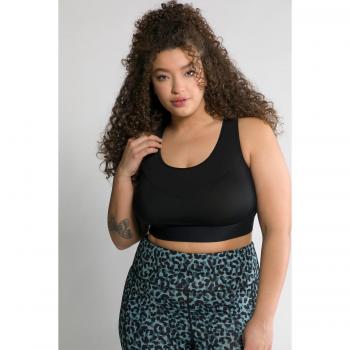 Reggiseno sportivo con coppe estraibili, Donna, Nero, Taglia: 56/58, Fibre sintetiche/Poliestere/Elastan