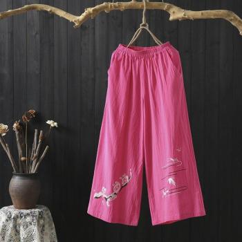 Lässige chinesische Palazzo-Hose für Frauen – breiter Bein, BöHöhle-Design, TA1409