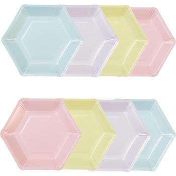 Set de Platos Hexagonales de Papel Pastel