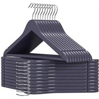 SONGMICS 20er Set Kleiderbügel, rutschfester Hosensteg, grau