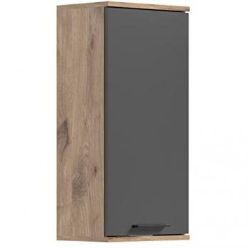 Meuble de salle de bain suspendu 1 porte chêne anthracite