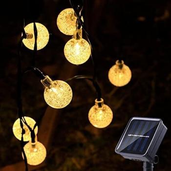 0Ft Solar Garden Lights, 20LED Crystal Balls Waterproof Fairy Lights for Outdoor Party Fence Camping Patio Christmas Decoration