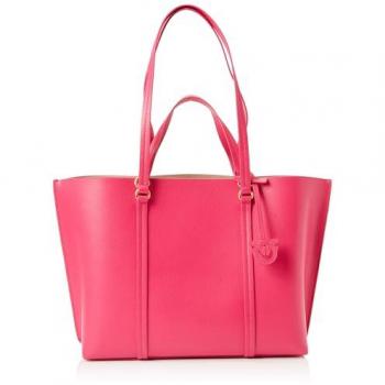 PINKO Fuchsia Tumbled Leather Shopper Bag