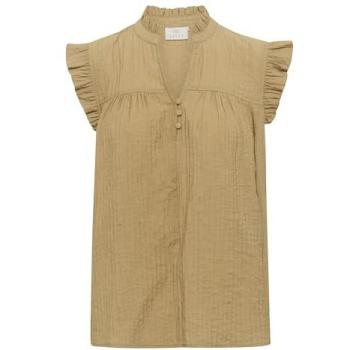 2XL KAFFE Liany Via Brown Flared Sleeve Blouse for Women