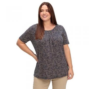 Tunique à motifs pois marine et chamois 42-44