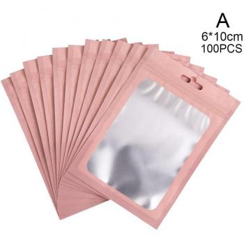 Small Zipper Pouches with Aluminum Foil Base and Watermark Seal, 6 x 10 cm, 100 Pack