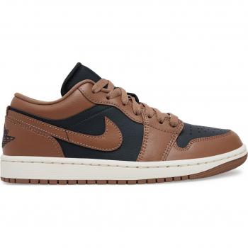 Jordan 1 Low Mujer en Color Gris, Talla 40.5, Material Cuero y Sintético