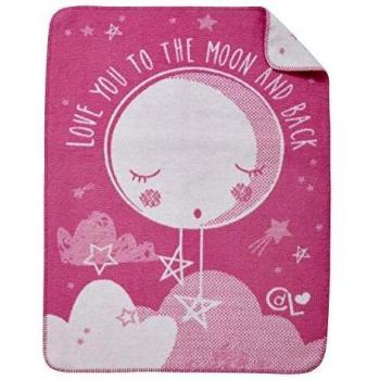 Clair de Lune “Over the Moon” Cotton‑Blend Fleece Baby Blanket – Pink (70×100 cm)