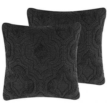 Coussin Moderne Paika 45x45 cm en Coton Gris Foncé