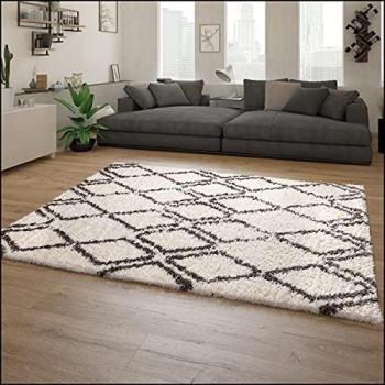 Tapis Doux Scandinave 120x160 cm Gris Blanc Cassé