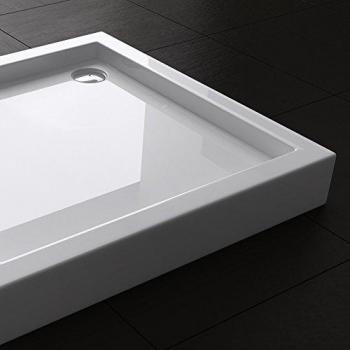 Bac à douche design Faro1H 100x100x14cm en acrylique blanc avec évacuation et bouchon inclus