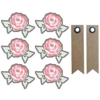Adesivi tridimensionali per pareti, design romantico rosa + etichette personalizzate