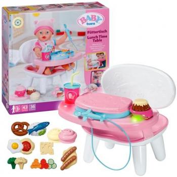 Zapf Creation BABY born® Table d'alimentation avec Fonction Lumineuse et sonore, comprenant Plus de 10 Plats et Boissons différents pour poupées de 43 cm, 837009