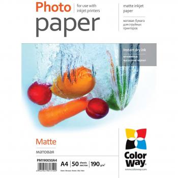 ColorWay Matte Finish Photo Paper, 50 sheets, A4, 190 g/m²