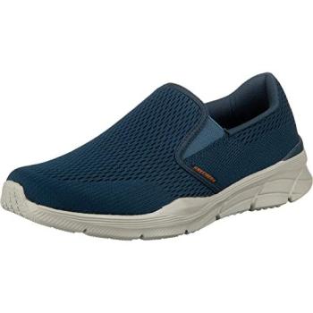 Skechers Equalizer 4.0 Triple‑Play Slip‑Ons (Men) – Navy & Orange, Vegan, Machine Washable