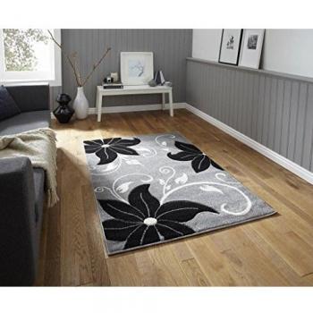 Verona Hand‑Carved Heat‑Set Rug, Grey/Black, 80x150 cm