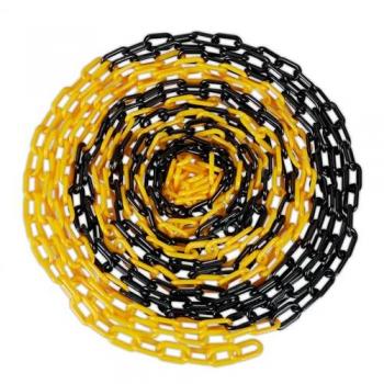 Catena di Transenna Plastica Nera e Gialla da 10 m