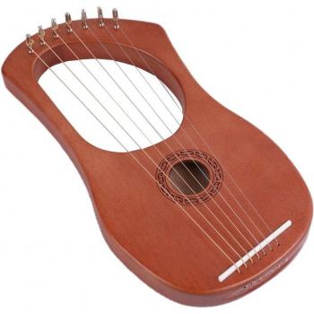 Lyre à 7 cordes, instrument de musique en bois d'acajou massif