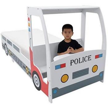 VidaXL Kinderbett mit Memory-Schaum Polizeiauto 90x200 cm