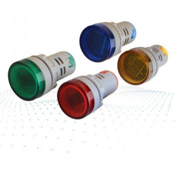 Indicador de Voltaje Multicolor 22 mm (60–700 V) + Amperímetro Digital