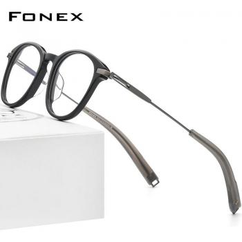 FONEX Vintage Titanium Brilmontuur Ronde Recept
