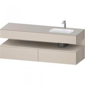 Qatego Duravit Einbauschrank für Waschtisch – 160×50×60 cm, Kon‑WTU, Basis taupe matt, rechte Position des Beckens