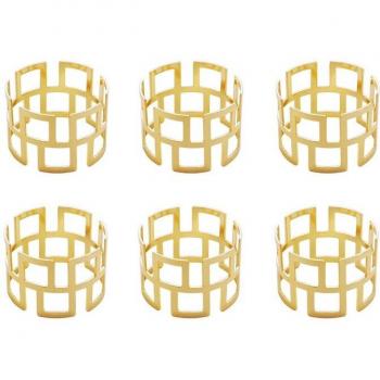 6pcs Alloy Square Hollow Napkin Rings