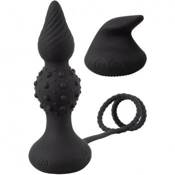 Rebel RC Analvibrator mit Penis-/Hodenring, schwarz