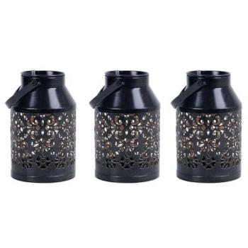Set di lanterne decorative in metallo con LED