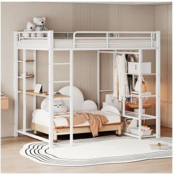 Lit Mezzanine Blanc Modfu 140 × 200 cm avec Bureau