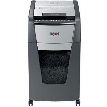 Rexel distruggidocumenti automatico a microframmento 300 fogli capacità 60 litri cestino removibile con rotelle grigio