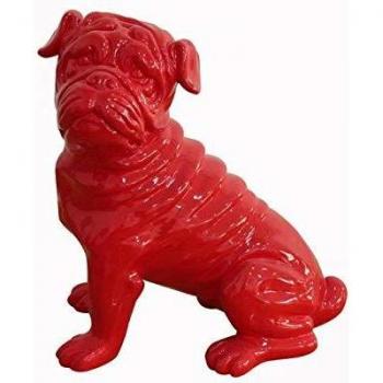 Kuatèh Bulldog en Polyrésine 30 cm Rouge