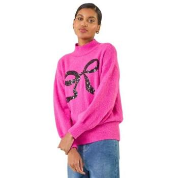 Pull Tricoté Rose à Sequins pour les Fêtes