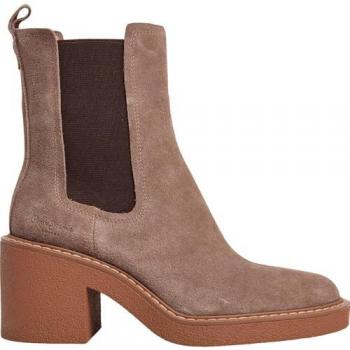 Botines de mujer Pepe Jeans Nicole Chelsea en ante beige claro con tacón