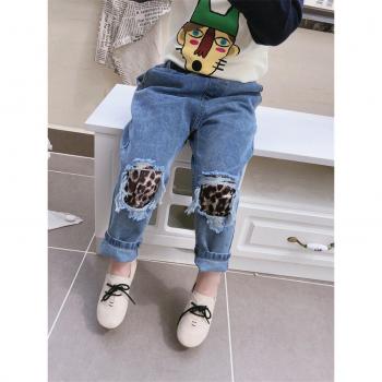 Girls Casual Leopard Print Jeans