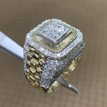 Hip Hop Style Iced Crystal Ring for Men