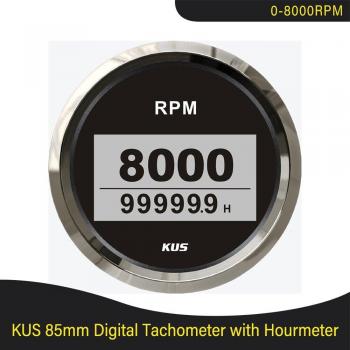 KUS 85 mm LCD‑Tachometer & Betriebsstundenzähler – 0–3000/4000/6000/