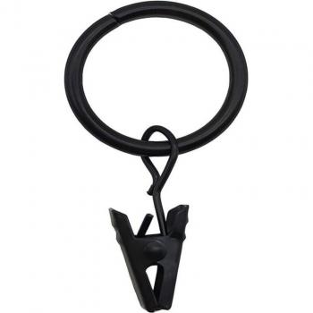 10 Count Black Curtain Clip Rings with Adhesive Hooks