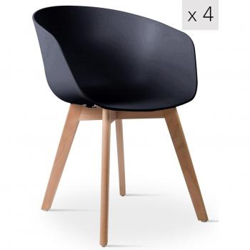 Elegant Scandinavian Dining Chairs – Set of 4 with Wooden Supports