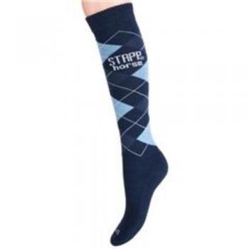 Stapp Ruitersokken Ruit Marine/Lichtblauw/Jeans